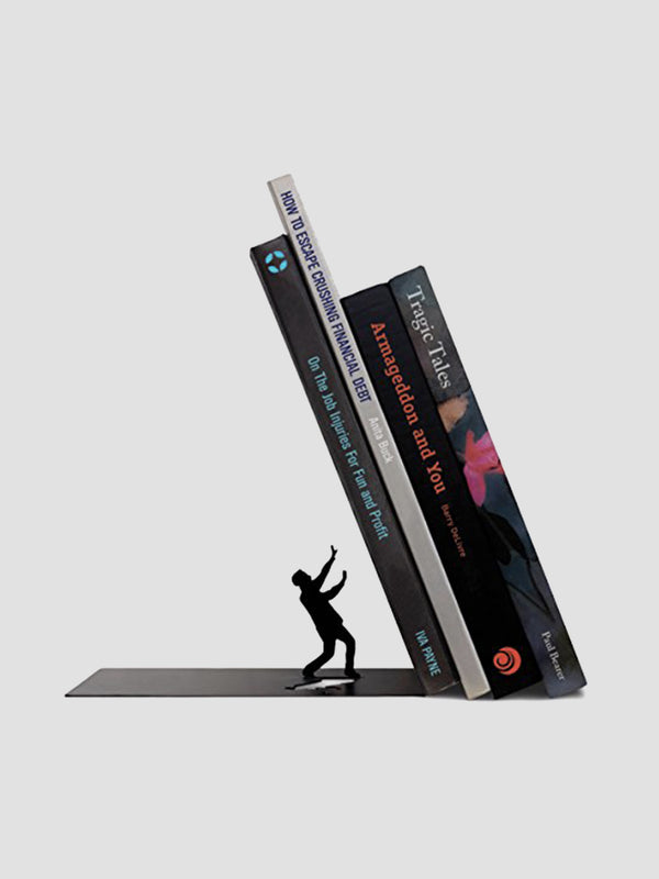 Falling Bookend - Metal Book Holder with a Dramatic Twist