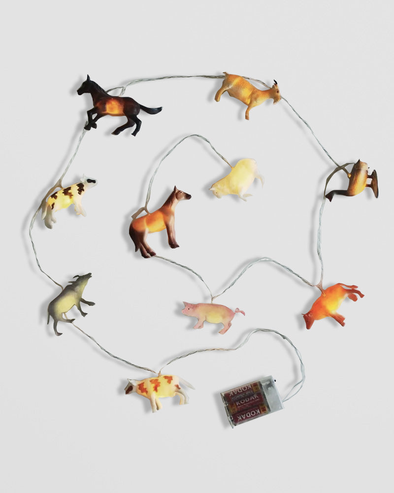 Farm Animals String Lights – Fun Multicolour Barnyard Decor – Red Candy