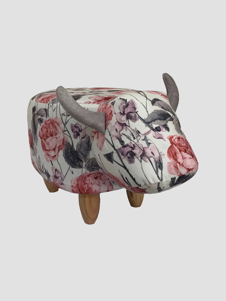 Florence the Flower Cow Footstool. Floral Upholstery Meets Farmyard Charm Additional 1