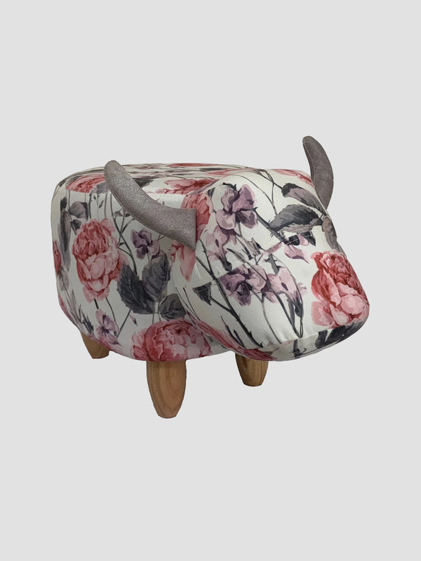 Florence the Flower Cow Footstool. Floral Upholstery Meets Farmyard Charm