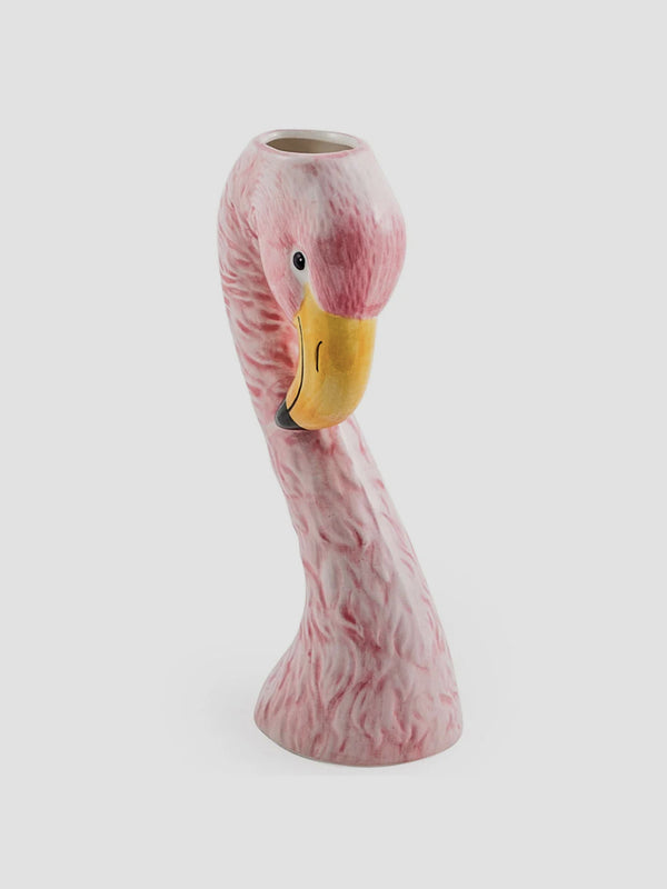 Freya Flamingo Vase Small. Ceramic Bird Vase in Bold Pink