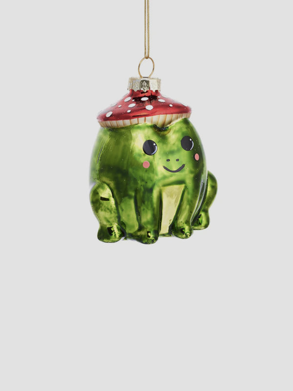 Frog with Mushroom Hat Bauble