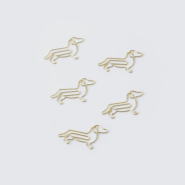 Dog Paper Clips - Gold Wire Stationery with a Wag of Charm