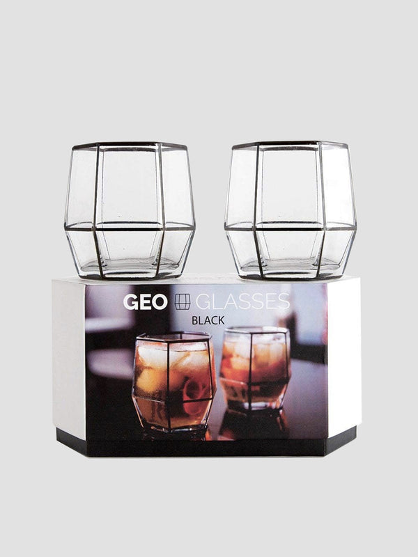 Geo Black Glasses - Set of 2 [D]