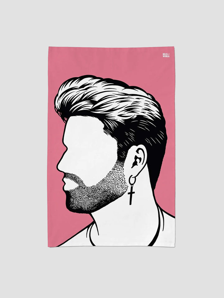 George Michael Tea Towel. 100% Cotton, Made in Britain, Unapologetically Pink Additional 1