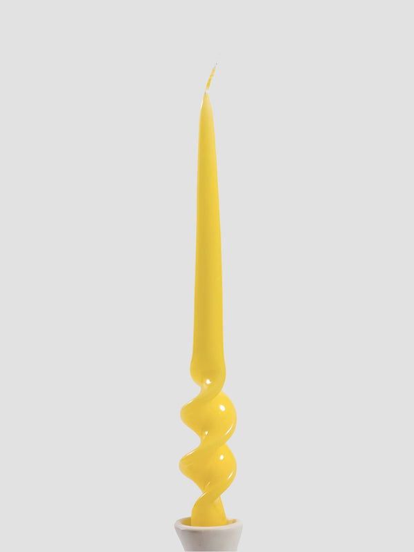 Gloss Vanilla Yellow 29cm Hand Turned Taper Candle