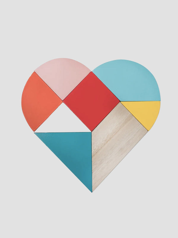 Heart Tangram Trivet & Coasters - Multi-coloured [D]