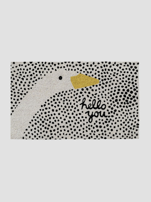 Hello Goose Doormat. Quirky Coir Mat with a Feathered Welcome