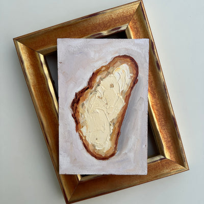 Original Oil Painting - Bread and Butter Still Life in Miniature