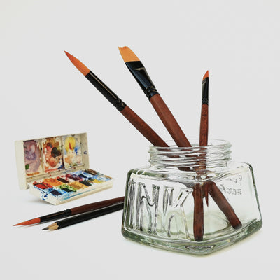Glass Pencil Pot - Vintage Inkwell Style Desk Tidy