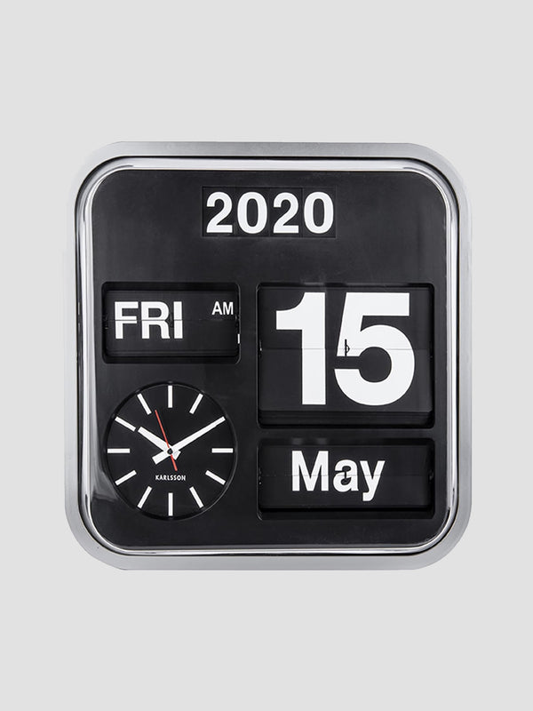 Karlsson Big Flip Clock, Silver. Retro Station Style with a Modern Mind
