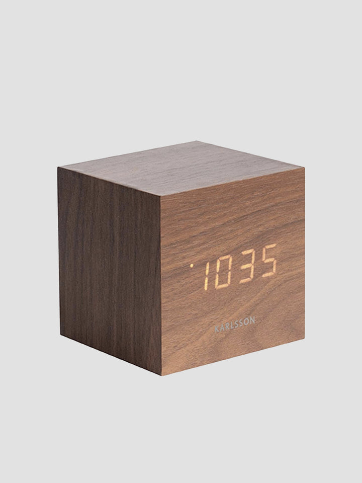 Karlsson Cube LED Alarm Clock, Dark Wood Finish. Sleek, Smart & Square Additional 1