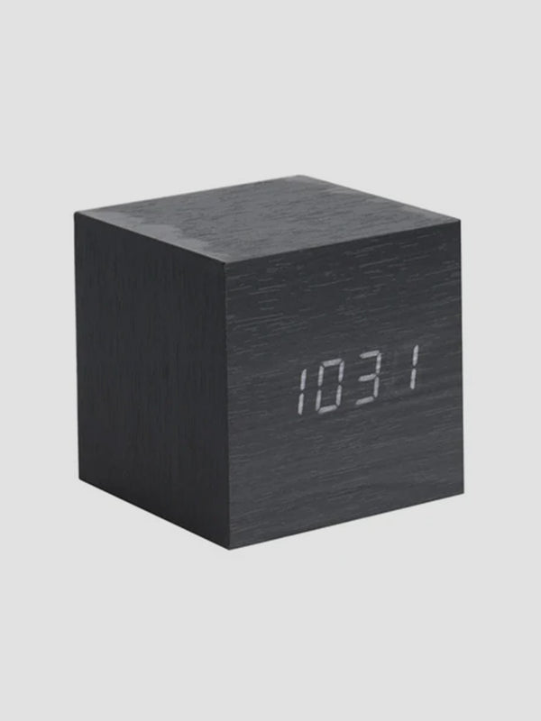Karlsson Cube LED Alarm Clock in Black. Sleek, Smart and Square