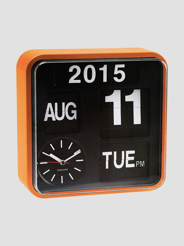 Karlsson Mini Flip Wall Clock. Retro Timekeeping with a Twist of Orange