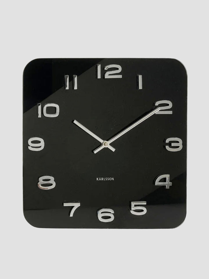 Karlsson Vintage Square Glass Clock - Black [D] Additional 1