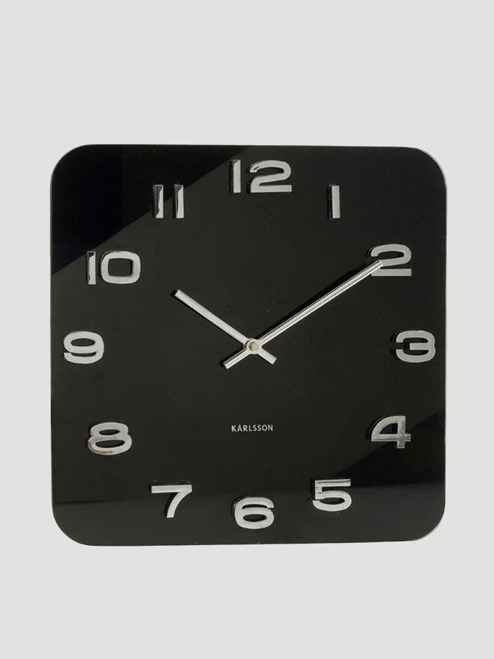 Karlsson Vintage Square Glass Clock - Black [D] Additional 2