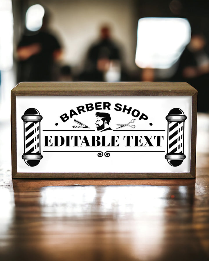 Personalised Light Box Sign for Barbers – Vintage Pole Design with LED Glow Additional 3