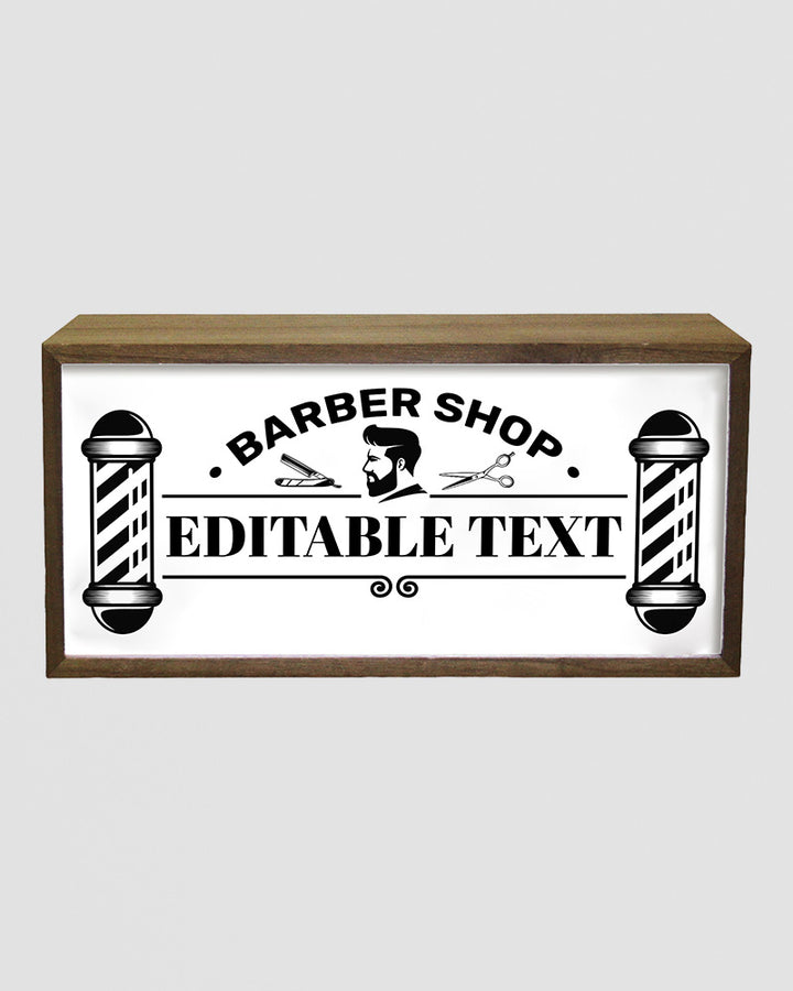 Personalised Light Box Sign for Barbers – Vintage Pole Design with LED Glow Additional 1