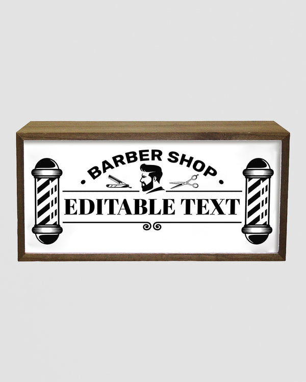 Personalised Light Box Sign for Barbers – Vintage Pole Design with LED Glow