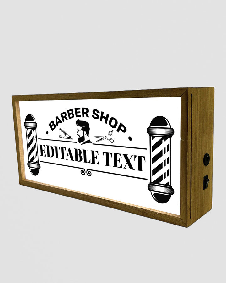 Personalised Light Box Sign for Barbers – Vintage Pole Design with LED Glow Additional 2