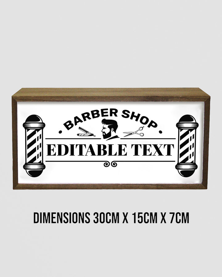 Personalised Light Box Sign for Barbers – Vintage Pole Design with LED Glow Additional 4