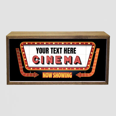 Personalised LED Light Box Sign. Home Cinema Style with Custom Text