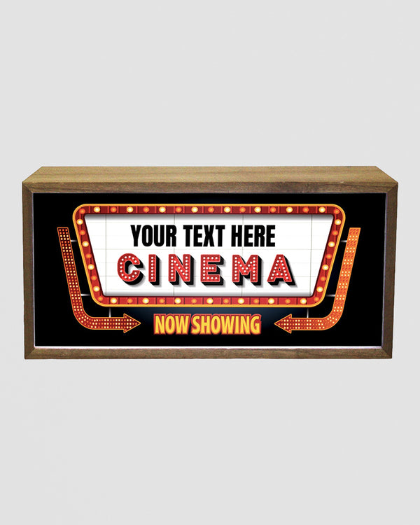 Personalised LED Light Box Sign. Home Cinema Style with Custom Text