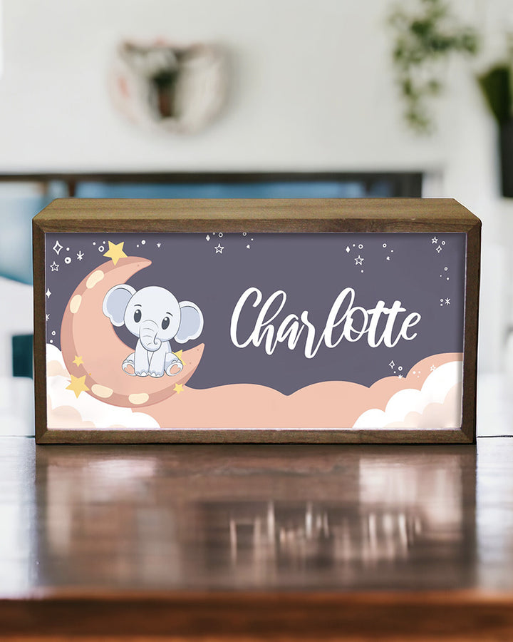 Personalised Nursery Light Box - Elephant & Moon LED Sign Additional 3