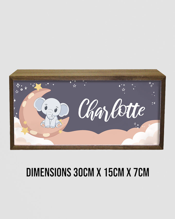 Personalised Nursery Light Box - Elephant & Moon LED Sign Additional 4