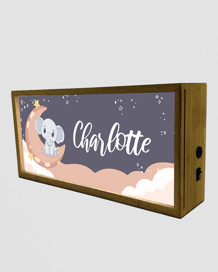 Personalised Nursery Light Box - Elephant & Moon LED Sign Additional 2