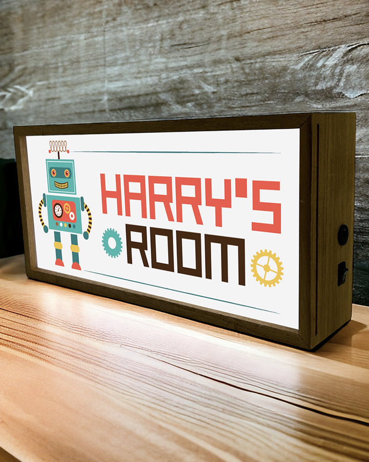 Personalised Robot Light Box for Kids. Custom LED Night Light with Retro Charm Additional 4