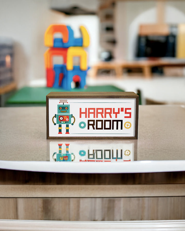 Personalised Robot Light Box for Kids. Custom LED Night Light with Retro Charm Additional 7