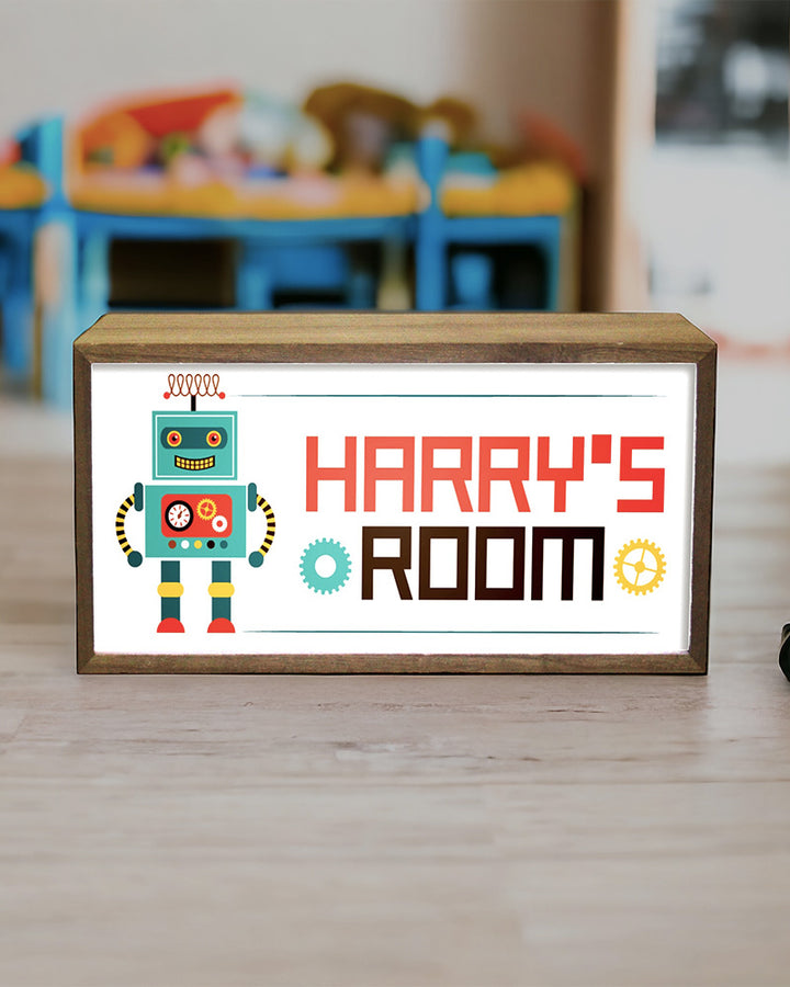 Personalised Robot Light Box for Kids. Custom LED Night Light with Retro Charm Additional 5