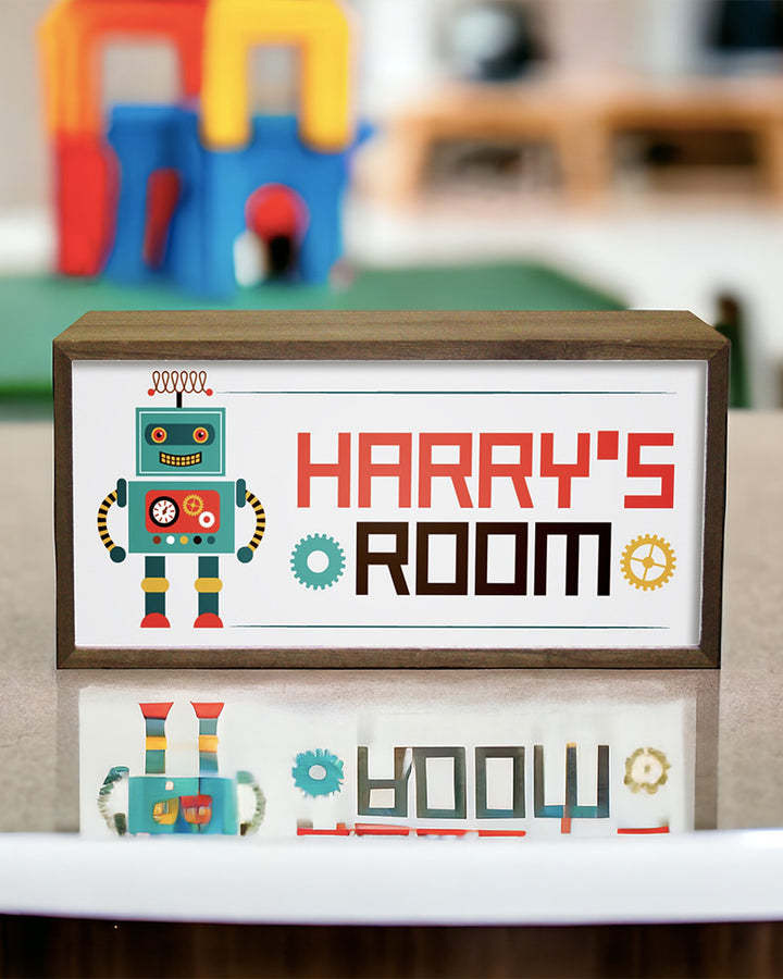 Personalised Robot Light Box for Kids. Custom LED Night Light with Retro Charm Additional 3