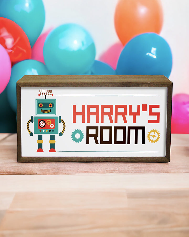 Personalised Robot Light Box for Kids. Custom LED Night Light with Retro Charm Additional 6