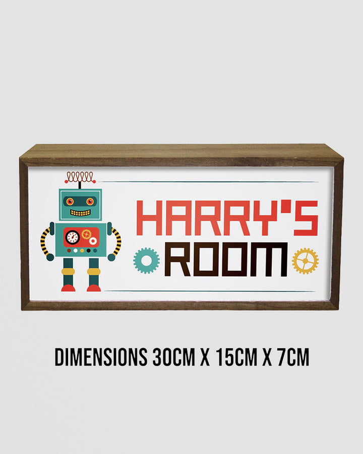 Personalised Robot Light Box for Kids. Custom LED Night Light with Retro Charm Additional 8