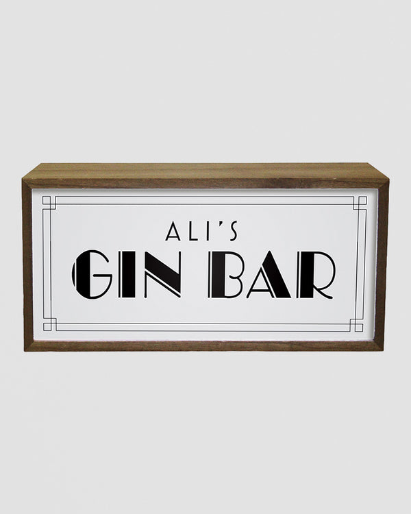 Personalised Light Box Sign for Home Gin Bar, Man Cave or She Shed