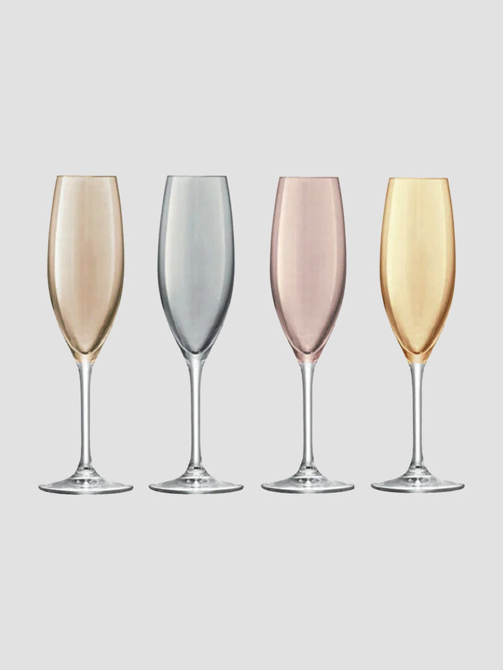 LSA Polka Champagne Glasses Metallic Set. Hand-Painted Flutes in 4 Glam Shades Additional 1