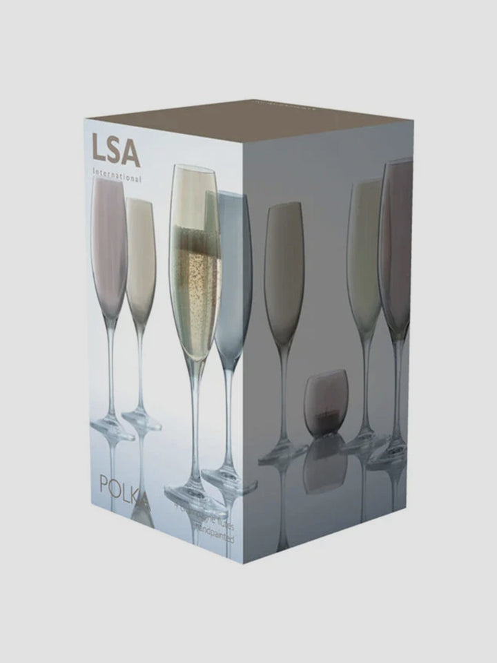LSA Polka Champagne Glasses Metallic Set. Hand-Painted Flutes in 4 Glam Shades Additional 2