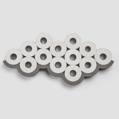 Cloud S Toilet Roll Holder. Concrete Storage with a Silver Lining