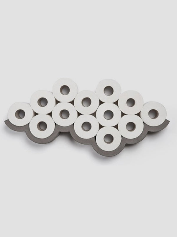 Cloud S Toilet Roll Holder. Concrete Storage with a Silver Lining