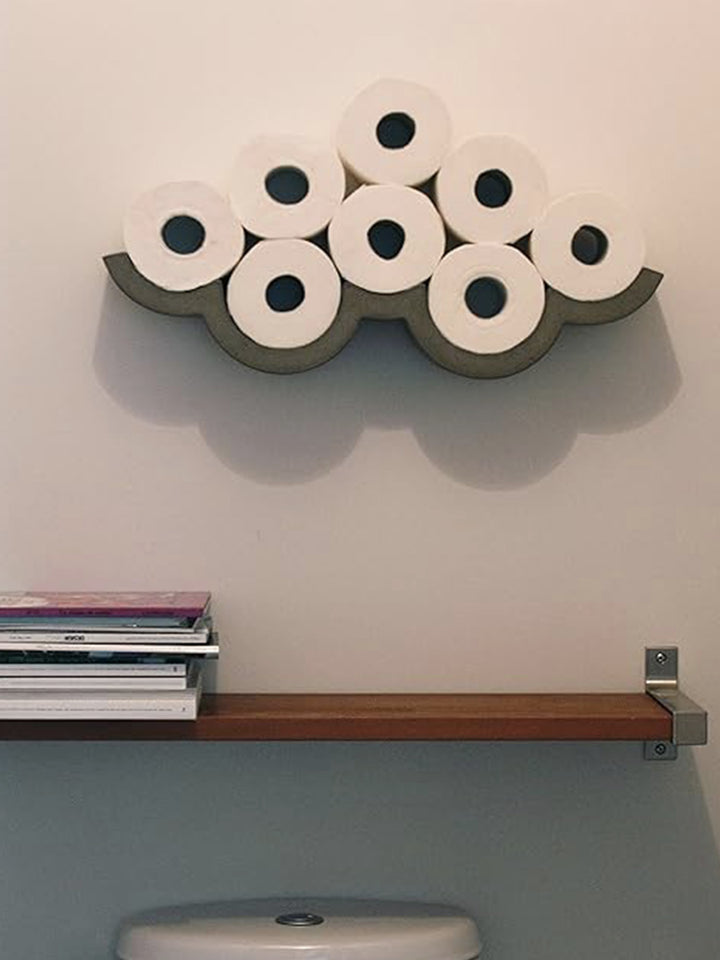 Cloud S Toilet Roll Holder. Concrete Storage with a Silver Lining Additional 4