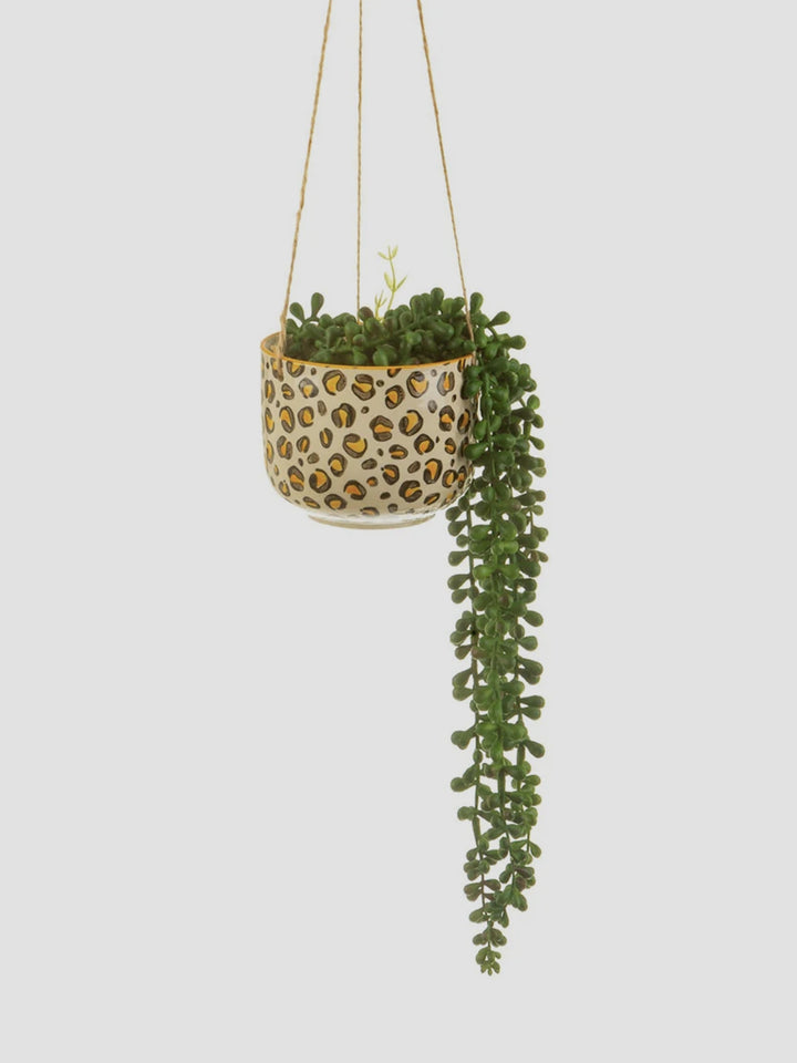 Leopard Love Hanging Planter - Stoneware Jungle Chic for Indoors Additional 2