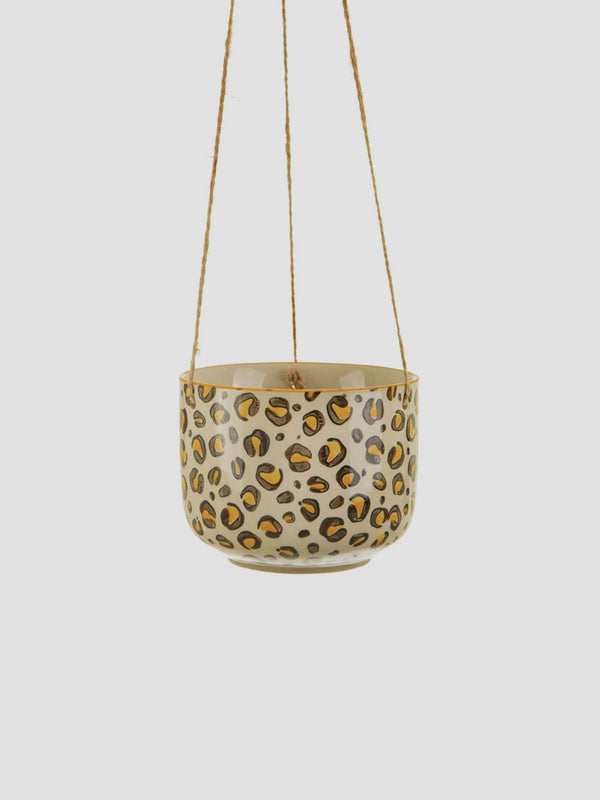Leopard Love Hanging Planter - Stoneware Jungle Chic for Indoors