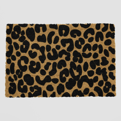 Leopard Spots Doormat, Natural Coir with Bold Jungle Print