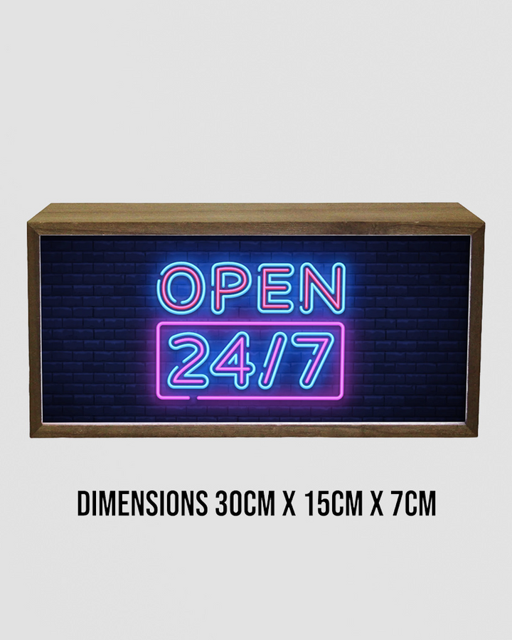 Light Box Neon Sign - Open 24/7 Retro LED Display for Home Bars Additional 3