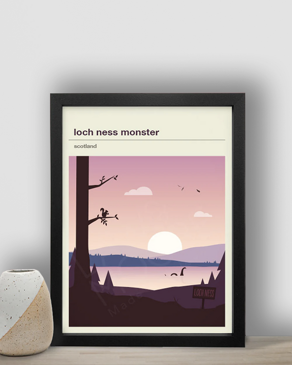Loch Ness Monster Mythic Landscape Art Print