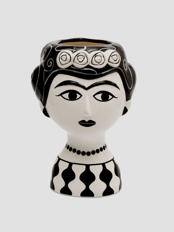 Marisol Ceramic Vase - Monobrowed Muse with Floral Flair
