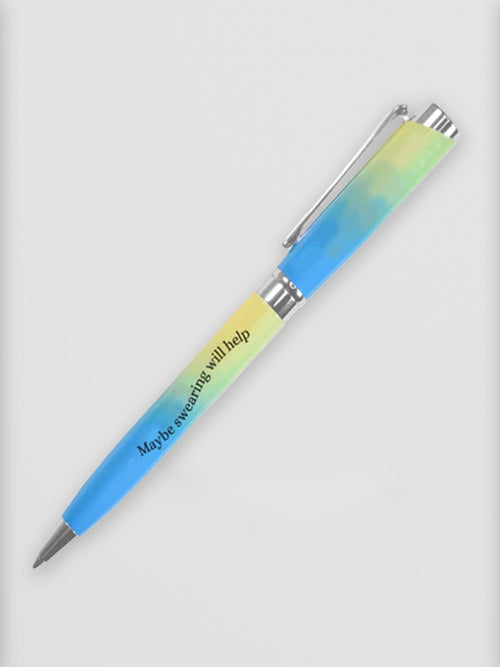 Funny Ballpoint Pen - Maybe Swearing Will Help in Blue & Green