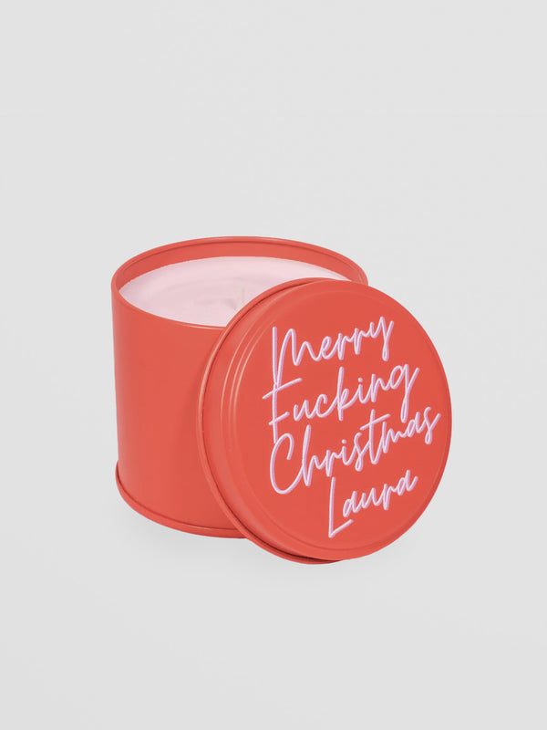 Personalised Christmas Candle - Merry F***ing Christmas Red Tin